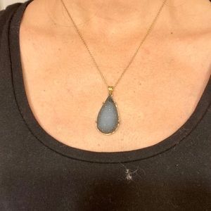Druzy teardrop pendant necklace